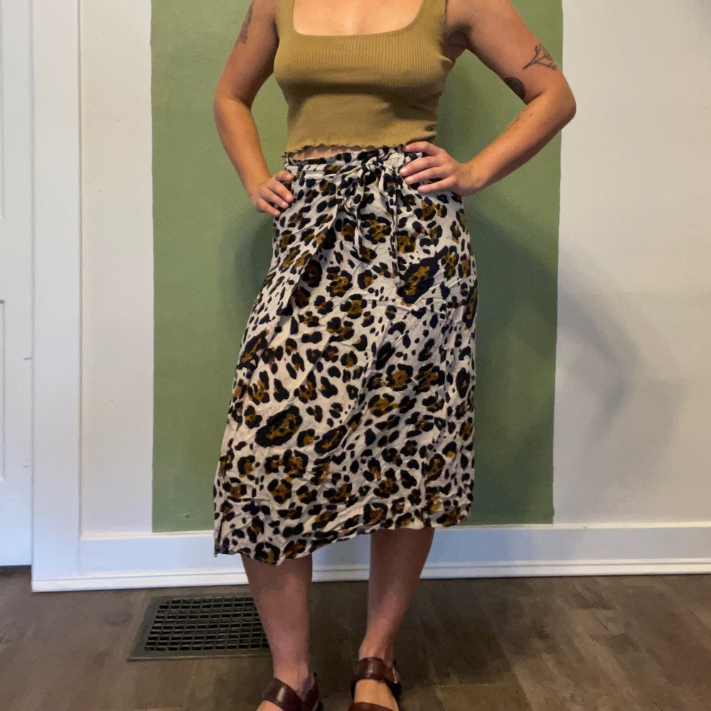 Urban Romantics Leopard Print Wrap Skirt